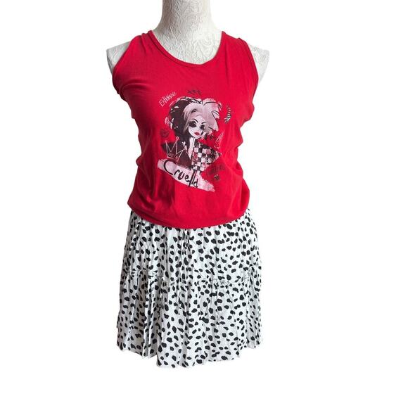 Disney Cruella De Vil Tank Top and Dalmatian Print Skirt Set Small park friendly - Picture 2 of 9
